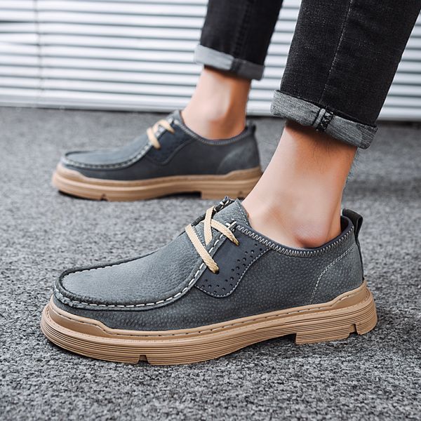 classic men flock genuine leather shoes outdoor breathable casual shoes lace up men non-slip british style men's, Black
classic men flock genuine leather shoes outdoor breathable casual shoes lace up men non-slip british style men's, Black