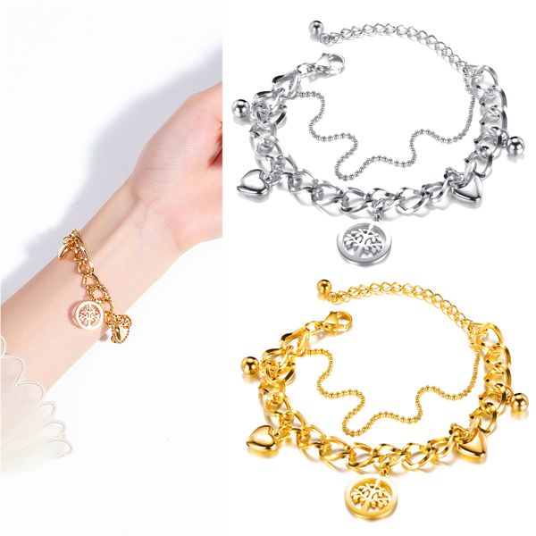 women ladies heart tree of life link chain charm bracelets bohemian lolita girls stainless steel jewelry fashion wristband cuff bangle gift, Golden;silver
women ladies heart tree of life link chain charm bracelets bohemian lolita girls stainless steel jewelry fashion wristband cuff bangle gift, Golden;silver