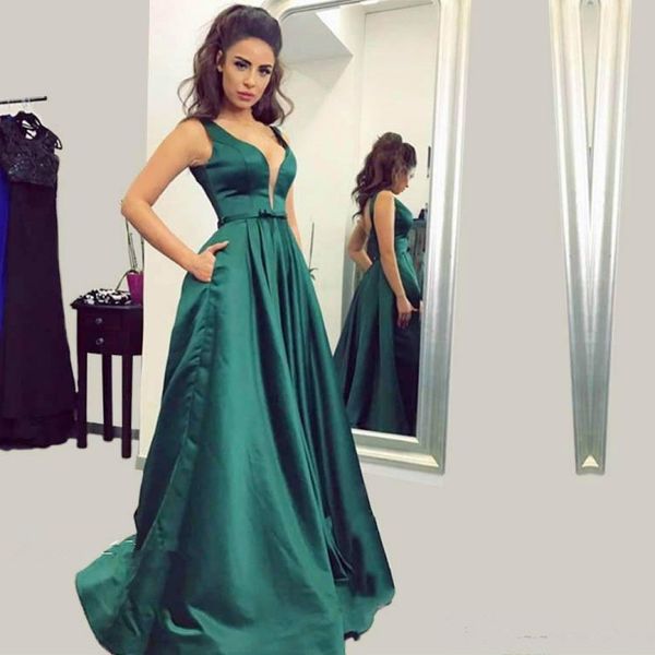 sheer plunging neck emerald green prom dress simple long formal occasion dress, Black
sheer plunging neck emerald green prom dress simple long formal occasion dress, Black