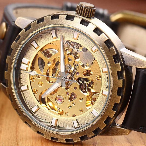 steampunk mechanical watches men bronze gear case automatic watch luxury vintage golden skeleton wristwatches relogio mascualino, Slivery;brown
steampunk mechanical watches men bronze gear case automatic watch luxury vintage golden skeleton wristwatches relogio mascualino, Slivery;brown