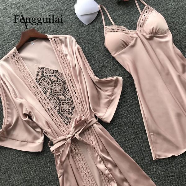 2019 women robe gown sets lace sleep lounge pijama long sleeve ladies nightwear bathrobe night dress with chest pads, Black;red
2019 women robe gown sets lace sleep lounge pijama long sleeve ladies nightwear bathrobe night dress with chest pads, Black;red
