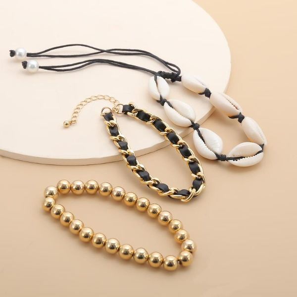 lacteo 3pcs/set boho natural shell-chain bangle bracelet summer beach hip hop pu leather charm bracelet jewelry for women gifts, Black
lacteo 3pcs/set boho natural shell-chain bangle bracelet summer beach hip hop pu leather charm bracelet jewelry for women gifts, Black
