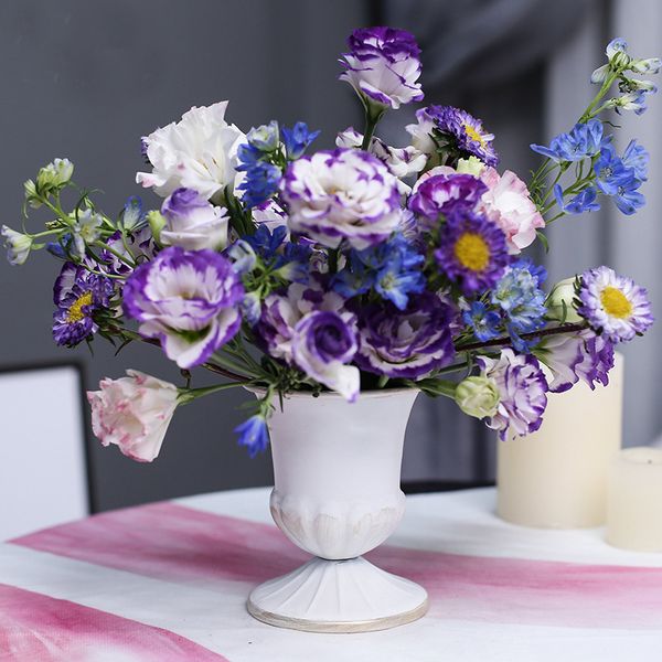 european retro wrought iron vase metal home decoration wedding flower class salon banquet table high glass flower zzy010
european retro wrought iron vase metal home decoration wedding flower class salon banquet table high glass flower zzy010