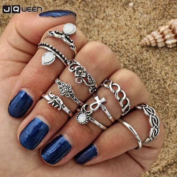 10pcs/lot bohemian midi ring set vintage boho knuckle rings bohemian elephant moon crystal ring carved flower for women, Silver
10pcs/lot bohemian midi ring set vintage boho knuckle rings bohemian elephant moon crystal ring carved flower for women, Silver