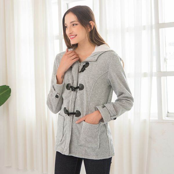 cotton women 2019 new women's hooded cow horn button coat jacket coat women's cotton, Black
cotton women 2019 new women's hooded cow horn button coat jacket coat women's cotton, Black