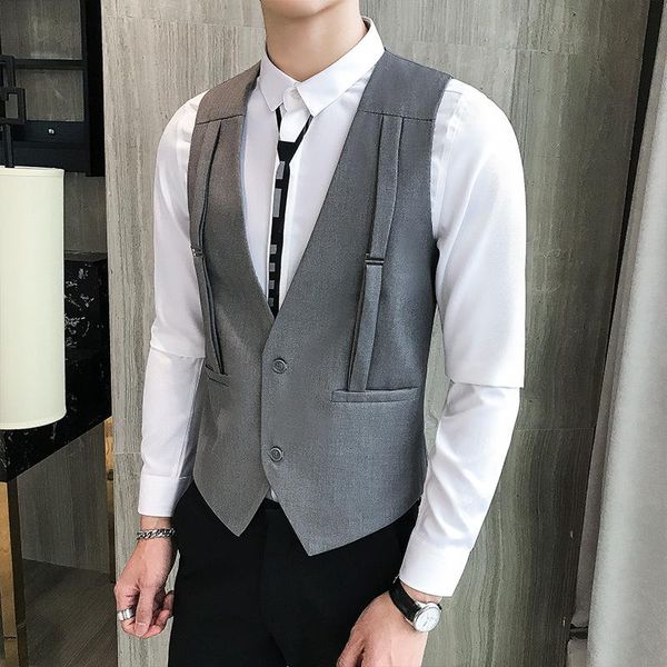 latest design vests for men front strap two buttons casual waistcoat korean style solid weste trend dress slim fit gilet homme, Black;white
latest design vests for men front strap two buttons casual waistcoat korean style solid weste trend dress slim fit gilet homme, Black;white
