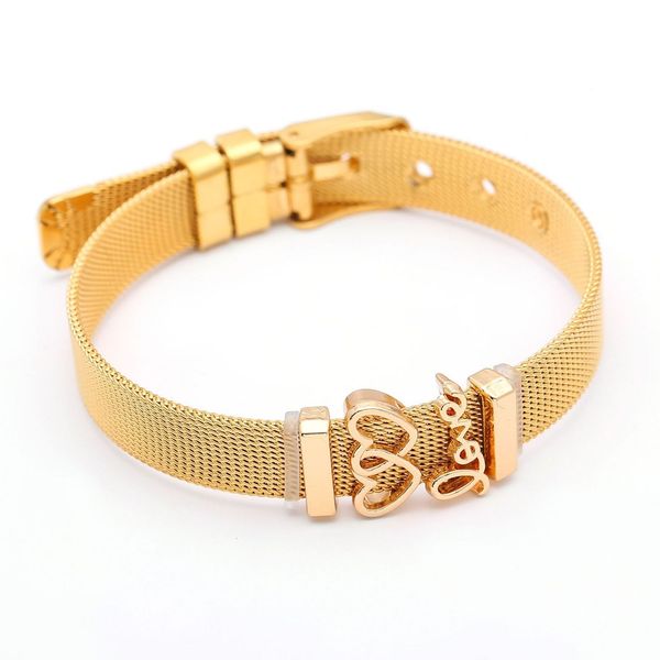 diylove letter lovers bracelet charm stainless steel watchband bracelet, Golden;silver
diylove letter lovers bracelet charm stainless steel watchband bracelet, Golden;silver