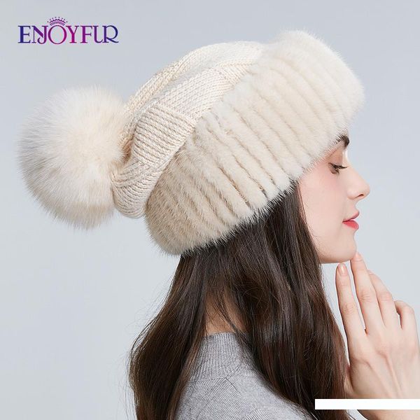 enjoyfur winter knitted wool hats for women fur pompom slouchy beanies fashion warm style caps for youth, Blue;gray 
enjoyfur winter knitted wool hats for women fur pompom slouchy beanies fashion warm style caps for youth, Blue;gray