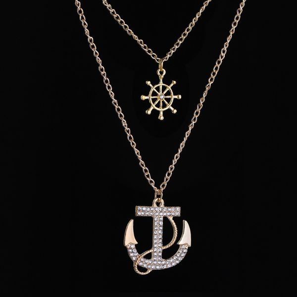 european and american fashion navy wind full drill anchor fashion necklace sweater chain double inlaid rhinestone necklace, Silver
european and american fashion navy wind full drill anchor fashion necklace sweater chain double inlaid rhinestone necklace, Silver