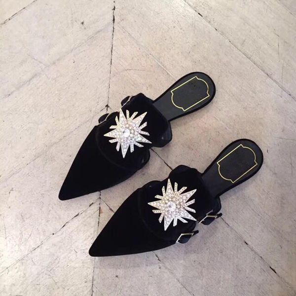 flat slippres women's shoes flock crystal decoration outside slippers chaussures femme, Black
flat slippres women's shoes flock crystal decoration outside slippers chaussures femme, Black