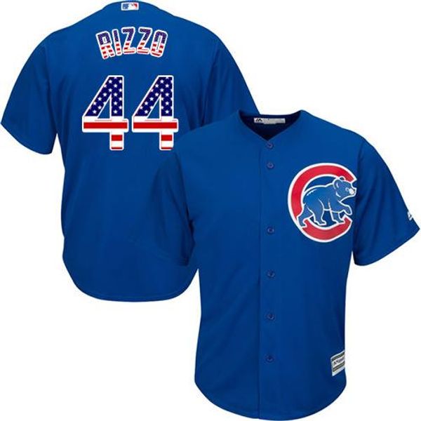 men's chicago #44 anthony rizzo royal blue usa flag jersey, Black;blue