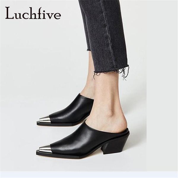 new style metal pointy toe women slippers chunky high heels leisure outwear black white slip on spring shoes woman
new style metal pointy toe women slippers chunky high heels leisure outwear black white slip on spring shoes woman