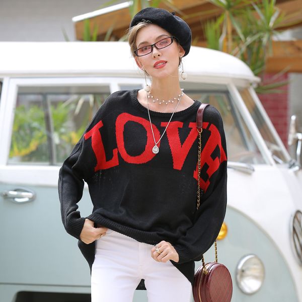 new women's loose pullover sweater women's letters jacquard long sleeve sweater autumn winter 2020 black women, White;black
new women's loose pullover sweater women's letters jacquard long sleeve sweater autumn winter 2020 black women, White;black