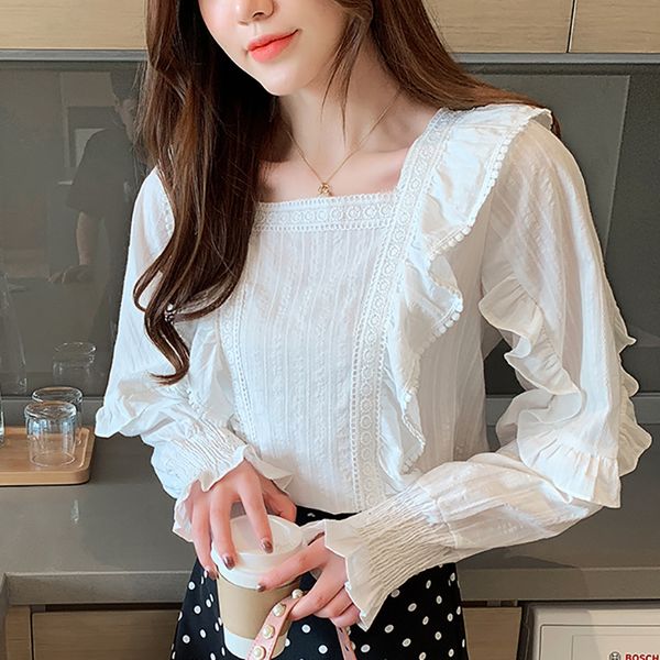 women's blouses & shirts 2021 summer flare sleeve square collar woman clothes ruffles chiffon blouse polka dot shirt women womens clot, White
women's blouses & shirts 2021 summer flare sleeve square collar woman clothes ruffles chiffon blouse polka dot shirt women womens clot, White