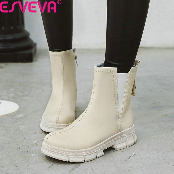 esveva 2020 new autumn winter zipper square heel antiskid women shoes pu leather round toe platform casual ankle boots size34-43, Black
esveva 2020 new autumn winter zipper square heel antiskid women shoes pu leather round toe platform casual ankle boots size34-43, Black