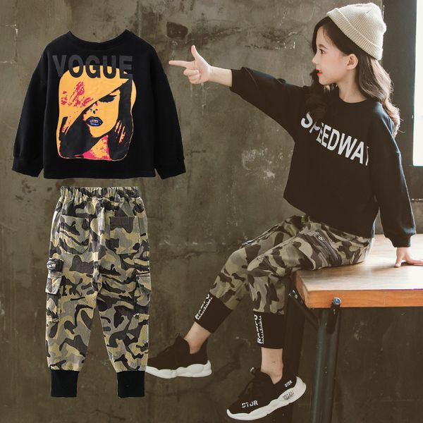 girls fall outfit set 2019 autumn new fashion long-sleeved t-shirt + camouflage pants girls clothes 10 12 year teenage clothing, White
girls fall outfit set 2019 autumn new fashion long-sleeved t-shirt + camouflage pants girls clothes 10 12 year teenage clothing, White