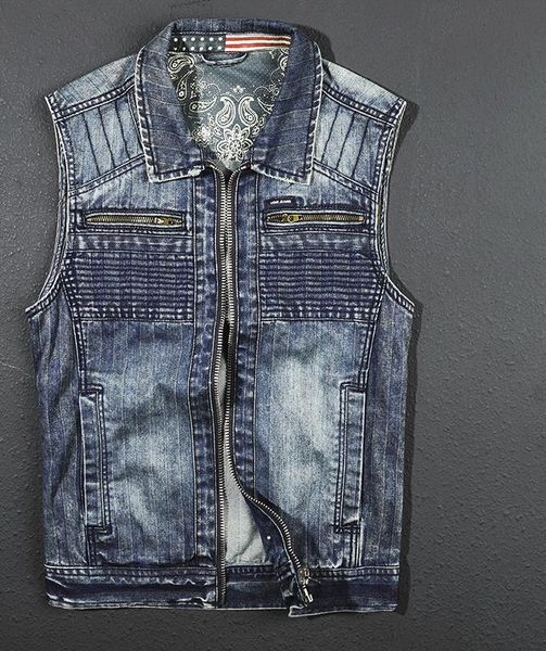 new trend men's motorcycle denim vest men fashion blue cowboy slim cut vintage washes zipper sleeveless biker jacket, Black;white
new trend men's motorcycle denim vest men fashion blue cowboy slim cut vintage washes zipper sleeveless biker jacket, Black;white