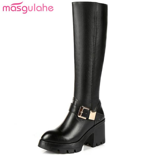 masgulahe knee high boots platform fashion genuine leather boots thick heels round toe winter plus size 34-41 womans shoes, Black
masgulahe knee high boots platform fashion genuine leather boots thick heels round toe winter plus size 34-41 womans shoes, Black