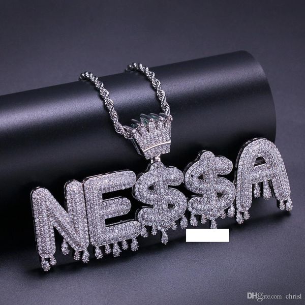 custom name jewelry crown bail drip initials bubble letters chain necklaces & pendant micro paved zircon necklace halloween gift, Silver
custom name jewelry crown bail drip initials bubble letters chain necklaces & pendant micro paved zircon necklace halloween gift, Silver