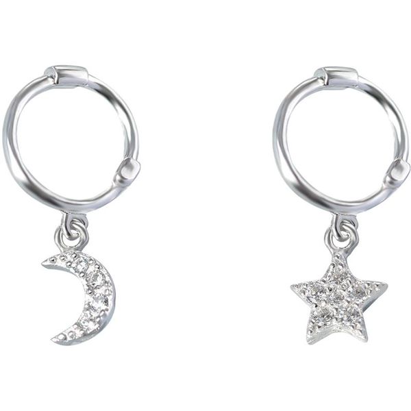 100% 925 sterling silver huggie hoops with pendant star moon cz hoop earrings for women, Golden;silver
100% 925 sterling silver huggie hoops with pendant star moon cz hoop earrings for women, Golden;silver