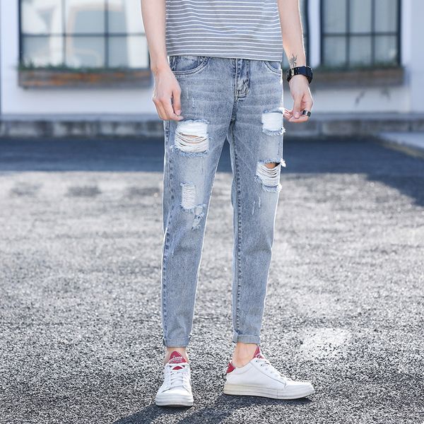 ripped jeans men's stretch slim fashion washed casual hole jeans pants men streetwear wild hip hop denim trousers mens, Blue
ripped jeans men's stretch slim fashion washed casual hole jeans pants men streetwear wild hip hop denim trousers mens, Blue