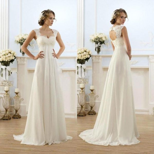 2020 new romantic beach a-line wedding dresses maternity cap sleeve keyhole lace up backless chiffon summer pregnant bridal gowns 624, White
2020 new romantic beach a-line wedding dresses maternity cap sleeve keyhole lace up backless chiffon summer pregnant bridal gowns 624, White