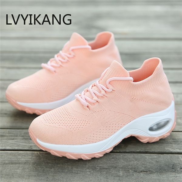 women walking shoes female air cushion sneakers comfortable mesh slip on wedges platform sock trainers woman tennis shoes ladies, Black
women walking shoes female air cushion sneakers comfortable mesh slip on wedges platform sock trainers woman tennis shoes ladies, Black