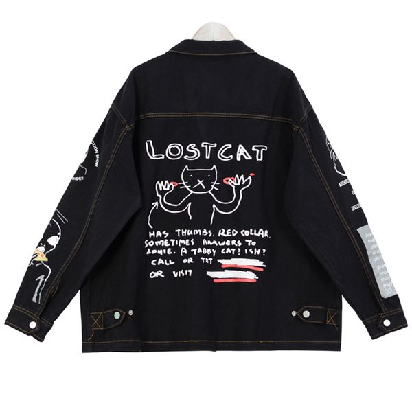 letter printed graffiti coat turn-down collar bf denim jacket loosen black jean jacket streetwear casaco feminino, Black;brown
letter printed graffiti coat turn-down collar bf denim jacket loosen black jean jacket streetwear casaco feminino, Black;brown
