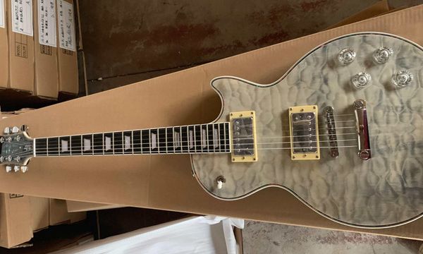 custom ultima gray pearl limited run quilted maple electic guitar abalone body binding, one piece neck, ebony fingerboard, grover tuners
custom ultima gray pearl limited run quilted maple electic guitar abalone body binding, one piece neck, ebony fingerboard, grover tuners