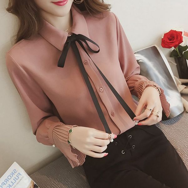 fashion women shirts flare long sleeve blouse office ladies elegant bow tie blouses solid color korean casual shirt s1, White
fashion women shirts flare long sleeve blouse office ladies elegant bow tie blouses solid color korean casual shirt s1, White