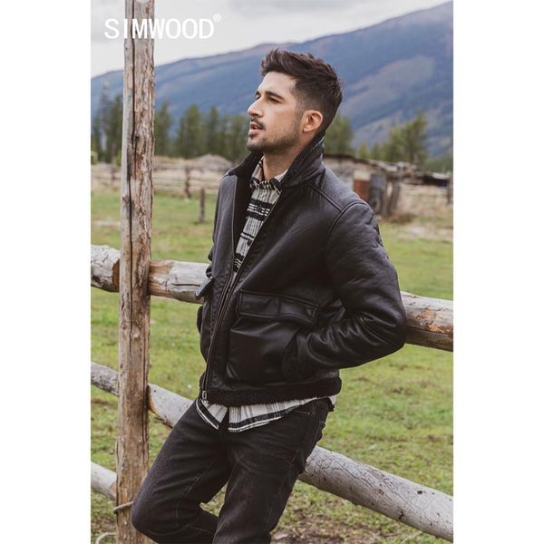 simwood shearling-trimmed leather bomber jacket men fashion warm fleece inner pu coats outerwear si980758, Black
simwood shearling-trimmed leather bomber jacket men fashion warm fleece inner pu coats outerwear si980758, Black