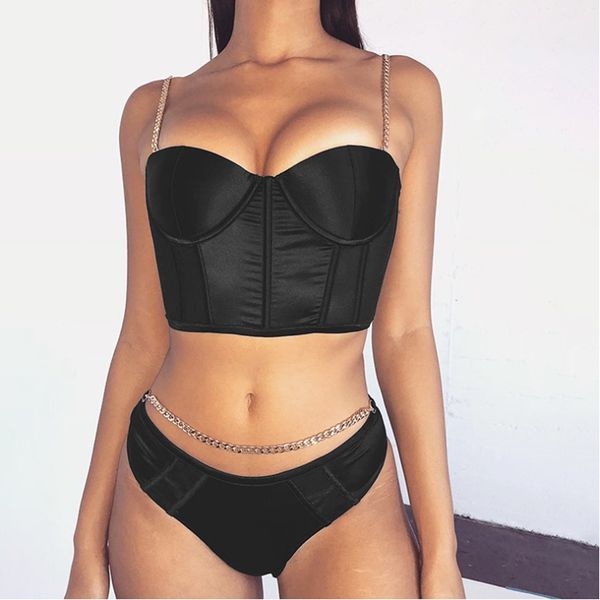summer vintage women's metal chain strap satin solid color vest sleeveless bone bustier vest tube bralette bandeau, White
summer vintage women's metal chain strap satin solid color vest sleeveless bone bustier vest tube bralette bandeau, White