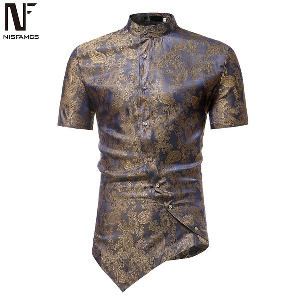 elegant paisley male shirt golden color stand collar man europe size loose clothse business man social shirts short sleeve, White;black
elegant paisley male shirt golden color stand collar man europe size loose clothse business man social shirts short sleeve, White;black