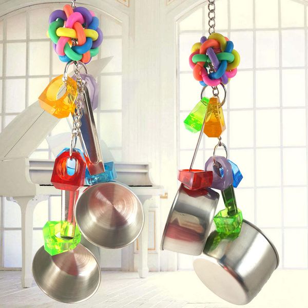 parrot toys bird toys the pot string 2 pot string stainless steel pot toys