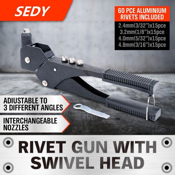 sedy 360 swivel riveter gun manual light weight riveter gun kit 60pcs blind rivet hand tools heavy duty for metal woodworking
sedy 360 swivel riveter gun manual light weight riveter gun kit 60pcs blind rivet hand tools heavy duty for metal woodworking