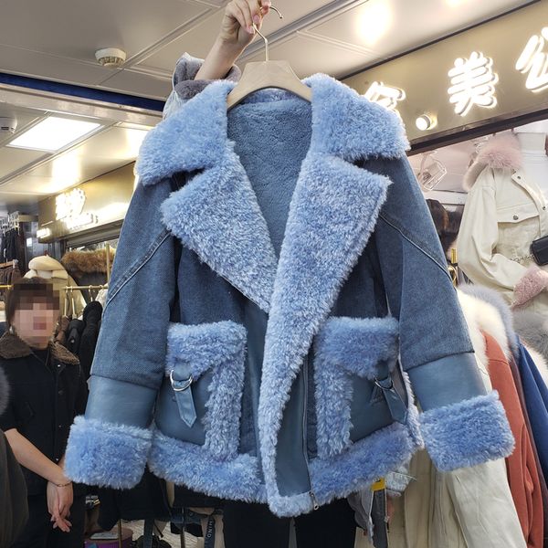 streetwear denim jacket fur coats women new autumn and winter loose denim splicing plush fur lamb wool coat warm outwear female, Black
streetwear denim jacket fur coats women new autumn and winter loose denim splicing plush fur lamb wool coat warm outwear female, Black