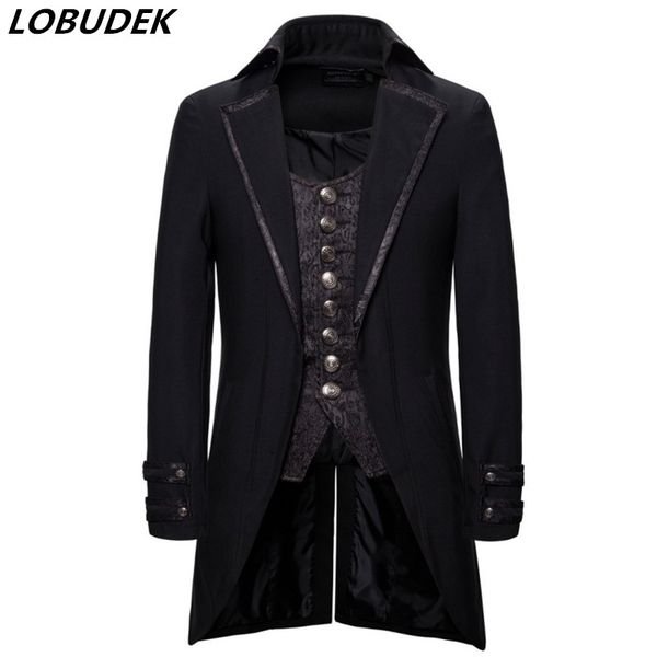 british style vintage court tailcoat men suit jacket lapel fake 2 piece steampunk tuxedo men swallowtail uniform evening costume, White;black
british style vintage court tailcoat men suit jacket lapel fake 2 piece steampunk tuxedo men swallowtail uniform evening costume, White;black