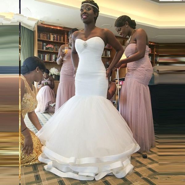 setwell strapless mermaid wedding dresses sweetheart sleeveless beaded pleated tiered floor length south africa bridal gowns, White
setwell strapless mermaid wedding dresses sweetheart sleeveless beaded pleated tiered floor length south africa bridal gowns, White