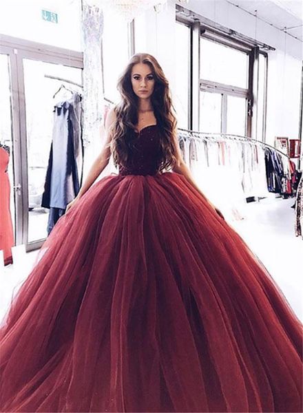 burgundy lace beads ball gown prom dresses long sweetheart neck tulle evening party dresses robe de soiree, Black
burgundy lace beads ball gown prom dresses long sweetheart neck tulle evening party dresses robe de soiree, Black