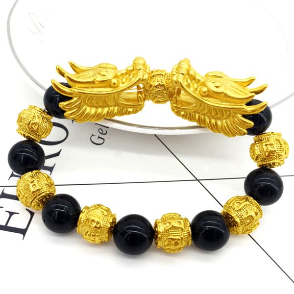 vietnam alluvial gold six character great bright mantra beads domineering double dragon head bracelets, Golden;silver
vietnam alluvial gold six character great bright mantra beads domineering double dragon head bracelets, Golden;silver