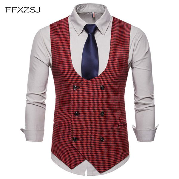 ffxzsj 2018 spring autumn man's vest vintage waistcoat men suit vest u-shaped collar houndstooth men's casual male clothing, Black;white
ffxzsj 2018 spring autumn man's vest vintage waistcoat men suit vest u-shaped collar houndstooth men's casual male clothing, Black;white