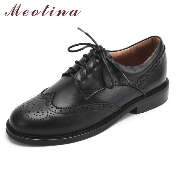meotina autumn flats women brogue shoes natural genuine leather flat derby shoes real leather round toe ladies size 34-40, Black
meotina autumn flats women brogue shoes natural genuine leather flat derby shoes real leather round toe ladies size 34-40, Black