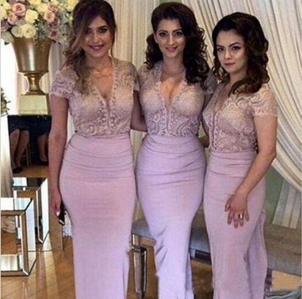 2019 deep v-neck mermaid bridesmaid dress long floor length maid of honor dress with lace short sleeves party dress, White;pink
2019 deep v-neck mermaid bridesmaid dress long floor length maid of honor dress with lace short sleeves party dress, White;pink