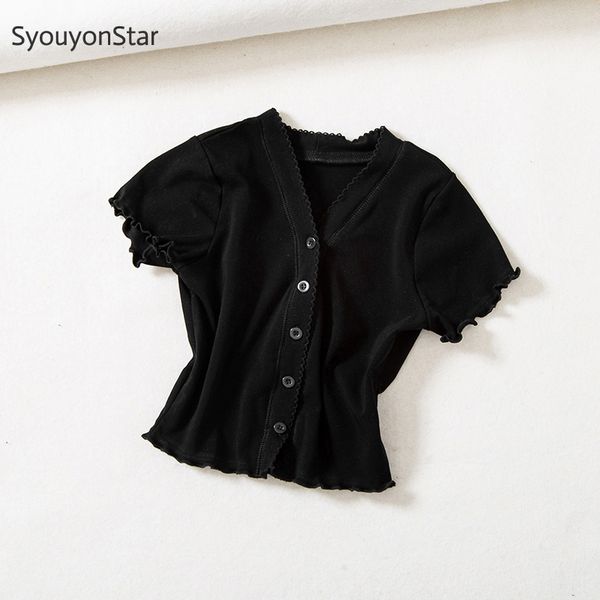 women's blouses & shirts white ruffles short sleeve blouse women buttons v-neck 2021 summer cropped
women's blouses & shirts white ruffles short sleeve blouse women buttons v-neck 2021 summer cropped