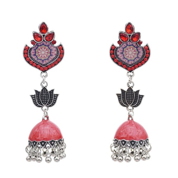 india style with glass lotus pattern color enamel tassel dangle earrings for woman charms jewelry wedding gift, Silver
india style with glass lotus pattern color enamel tassel dangle earrings for woman charms jewelry wedding gift, Silver