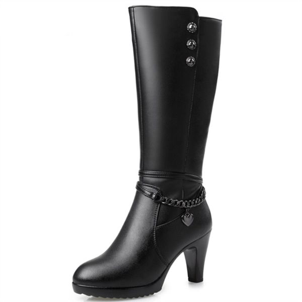 winter new women's genuine leather high-heeled boots. wool boots with fashion long-barreled motorcycle boots women, Black
winter new women's genuine leather high-heeled boots. wool boots with fashion long-barreled motorcycle boots women, Black