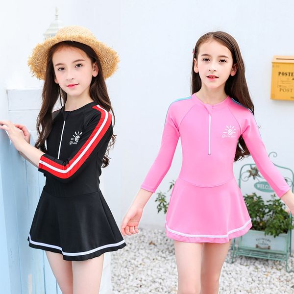 children's female one-piece swimsuit student small medium and large children long short sleeves beach sunscreen baby skirt swimsuit, White;black
children's female one-piece swimsuit student small medium and large children long short sleeves beach sunscreen baby skirt swimsuit, White;black