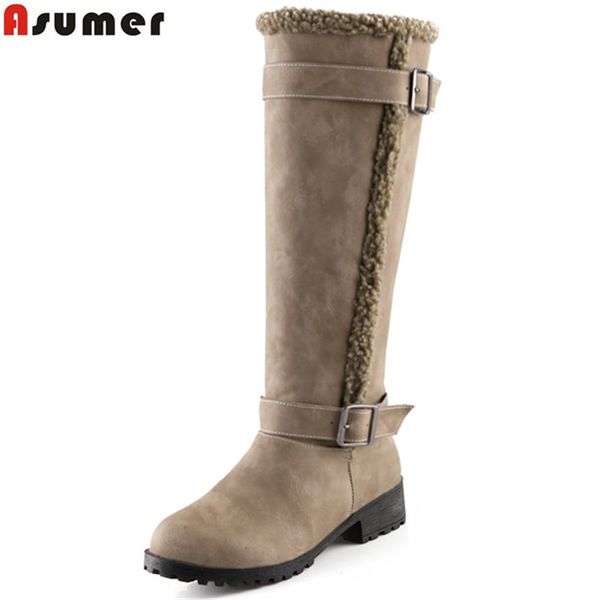 asumer fashion winter new arrive women boots black khaki flock buckle knee high boots med heel round toe big size 34-43
asumer fashion winter new arrive women boots black khaki flock buckle knee high boots med heel round toe big size 34-43