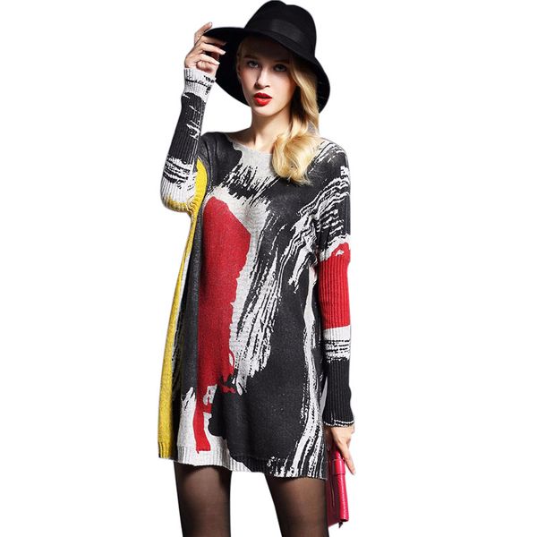 women sweaters loose slim large size women wear autumn 2019 printed knitted sweater, White;black
women sweaters loose slim large size women wear autumn 2019 printed knitted sweater, White;black