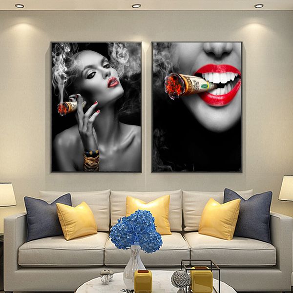 modern wall art red lips women smoking dollar canvas painting wall pictures prints for living room bar poster decor
modern wall art red lips women smoking dollar canvas painting wall pictures prints for living room bar poster decor